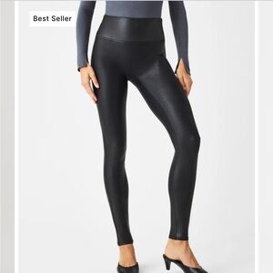 Spanx New Black Faux leather sz medium petite